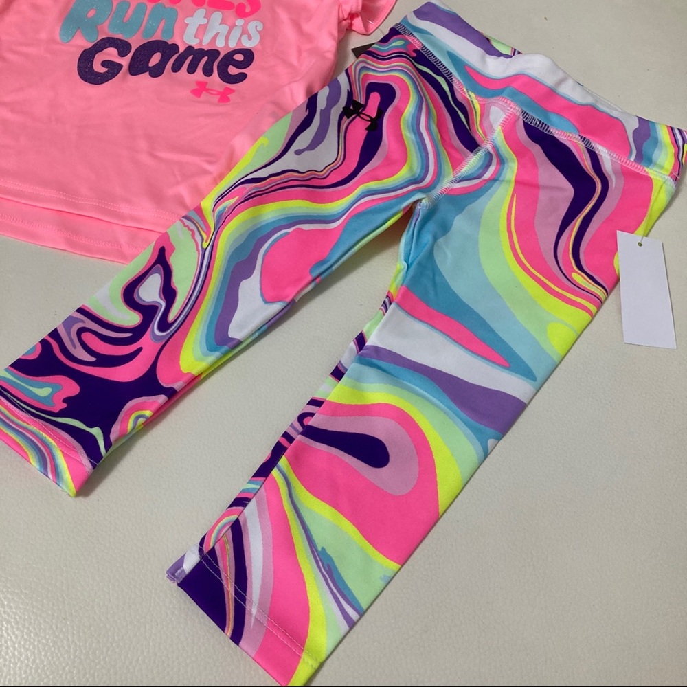 Under Armour cute neon pink colorful leggings set - Picture 4 of 6